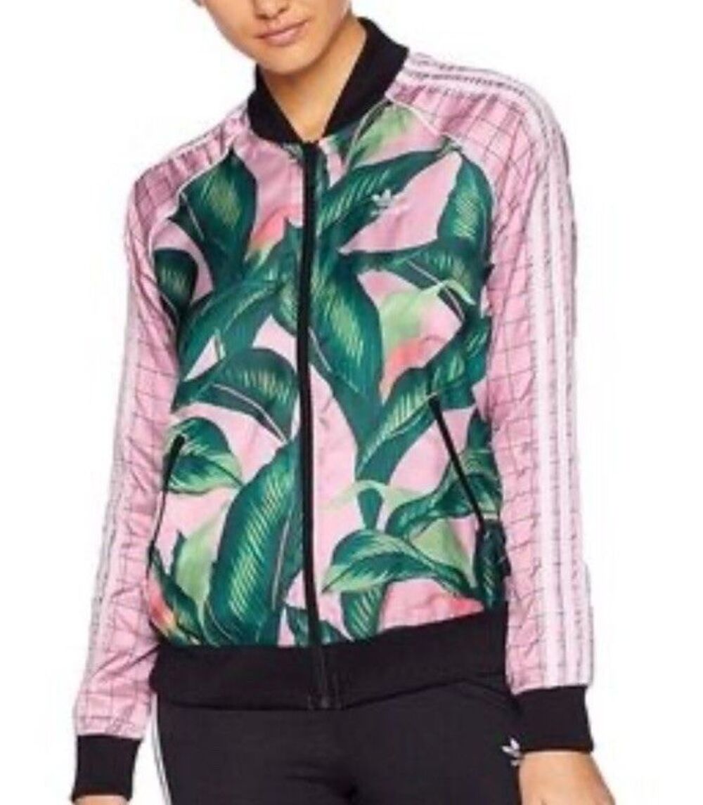 Adidas Originals X Farm Rio Pink & Green XS Zip Up Track Jacket Palm Sporty